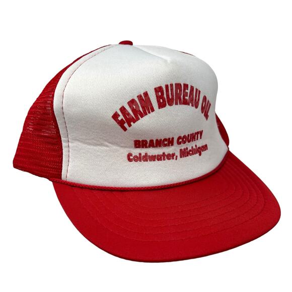 Snapback Foam Mesh Trucker Hat FARM BUREAU OIL BRANCH COUNTY Coldwater MI - Picture 1 of 7